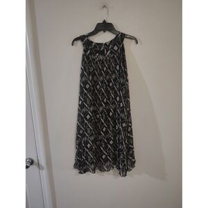 True Envy  Black White Geometric Ikat Diamond Print Sleeveless Shift Dress 6